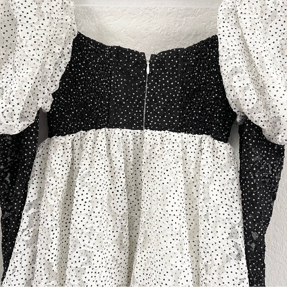 For Love & Lemons Clarisse Mini Dress Black & White Dot Size XS - Picture 7 of 7